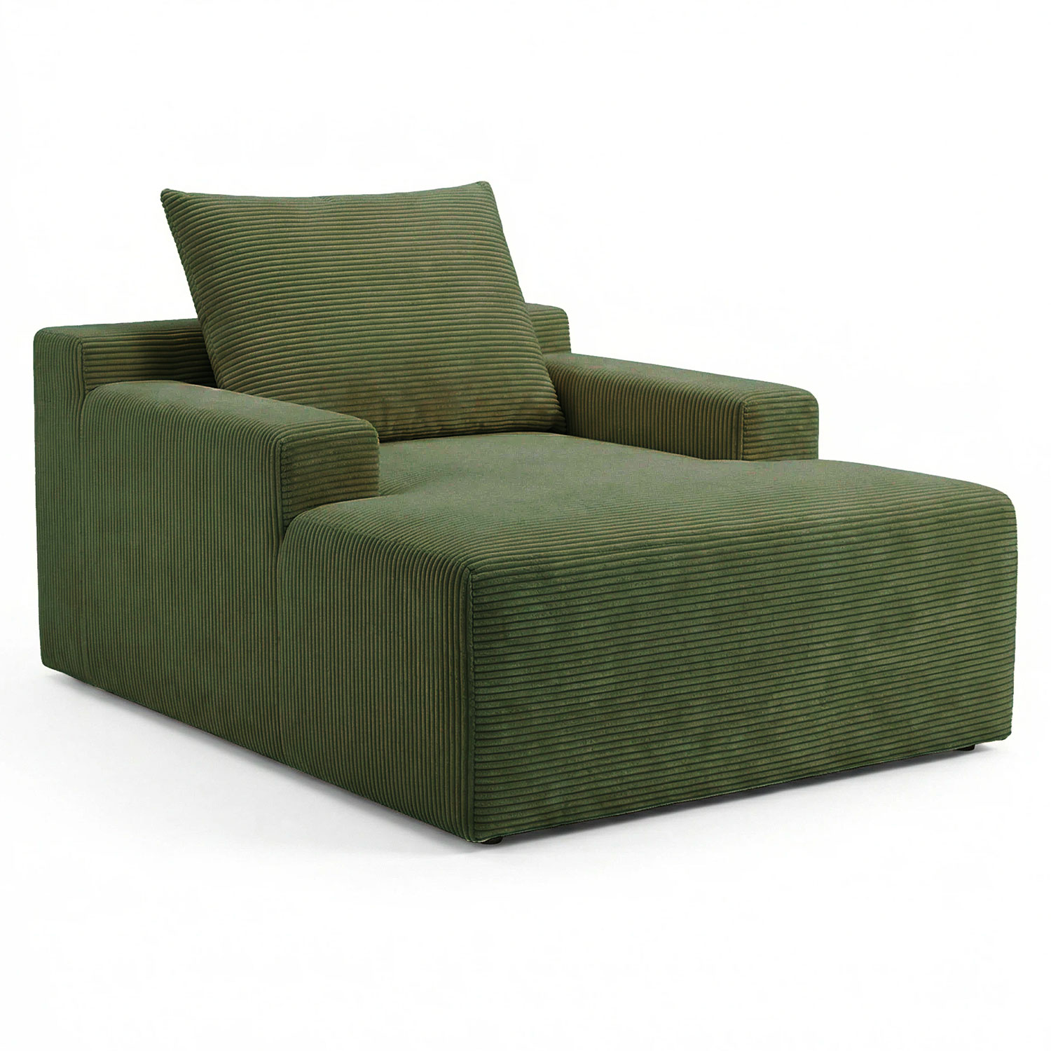 Fauteuil lounge style méridienne Rodin Velours côtelé Vert