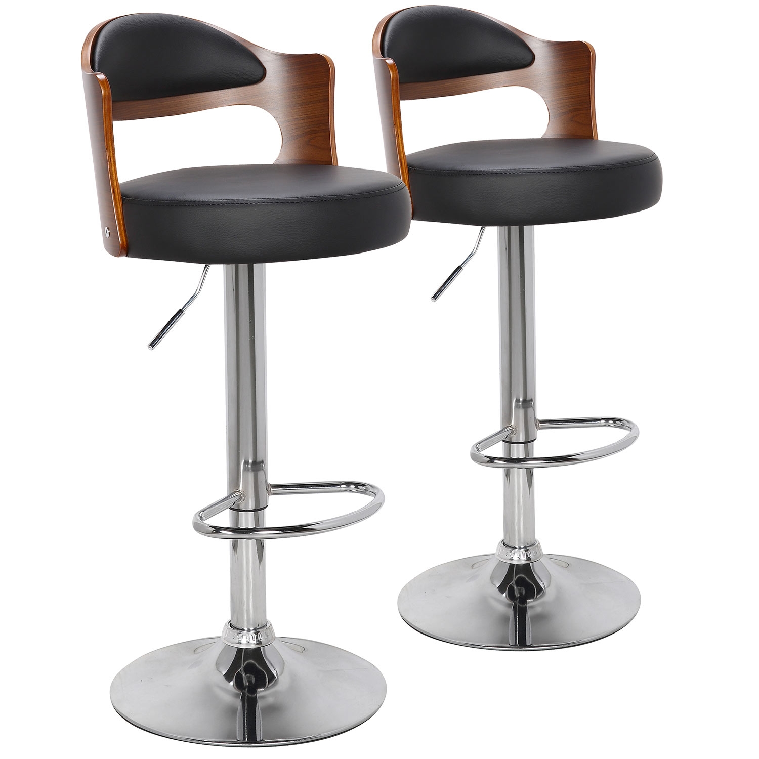 Lot de 2 chaises de bar Ruben Bois Noisette & Noir