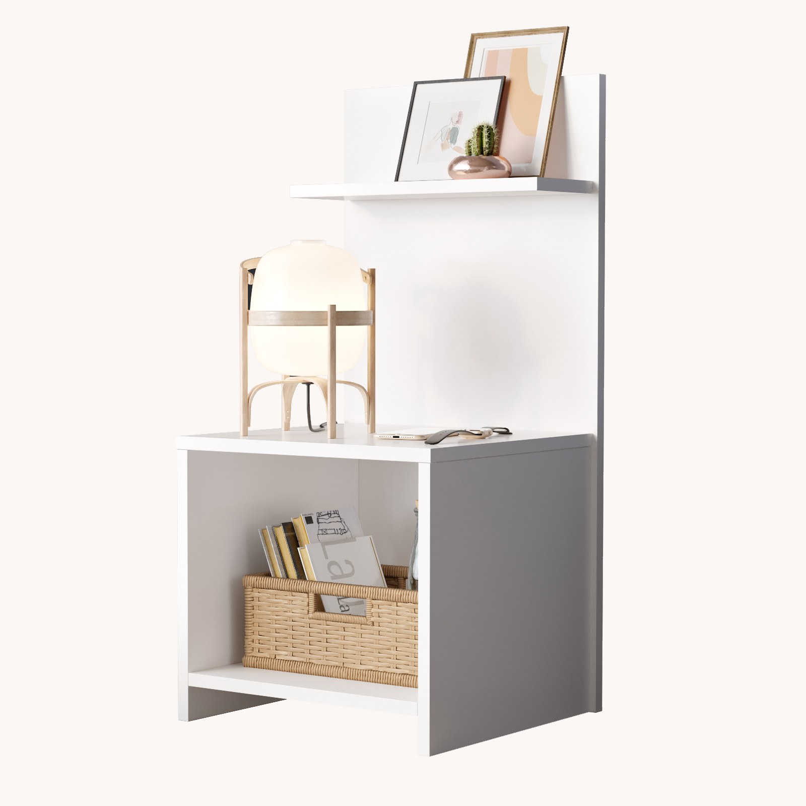 Table de chevet Wasat L44,5xH90cm Blanc