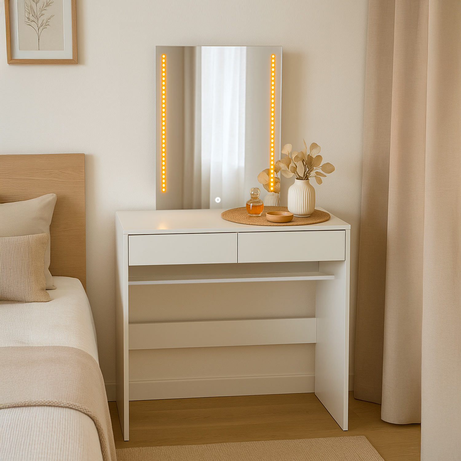 Coiffeuse avec miroir LED Talisma L80cm Blanc
