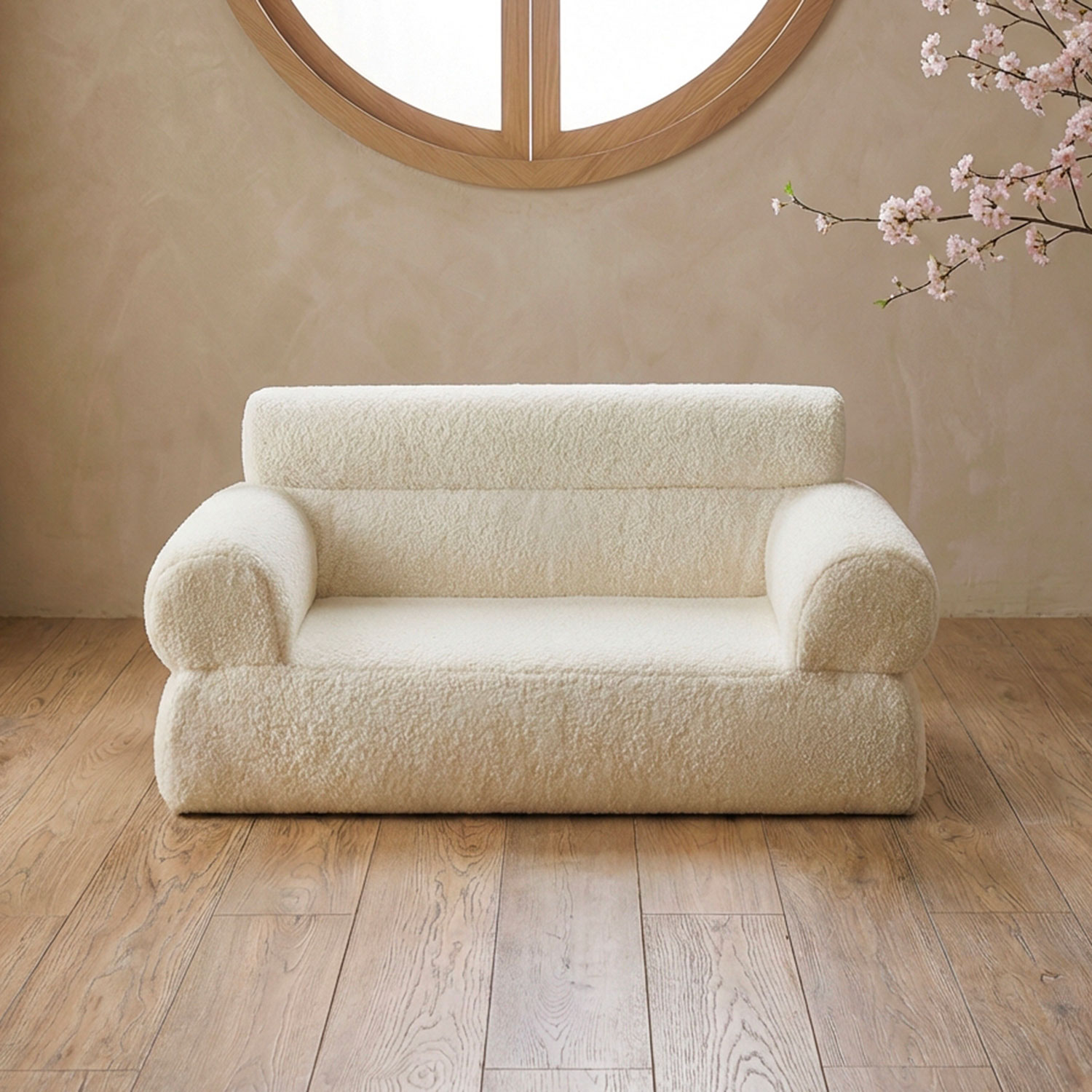 Canapé pour chien et chat Titou 50x80 Tissu Bouclette Crème