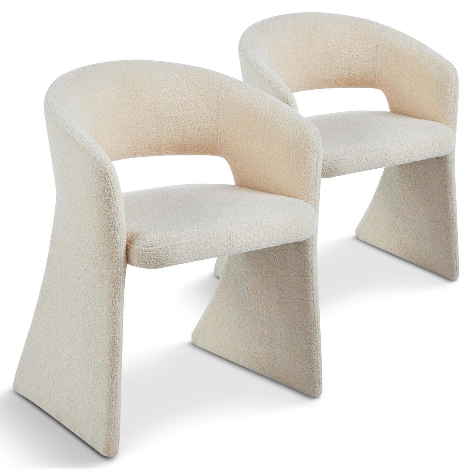 Lot de 2 chaises design Tootsie Tissu bouclette Crème