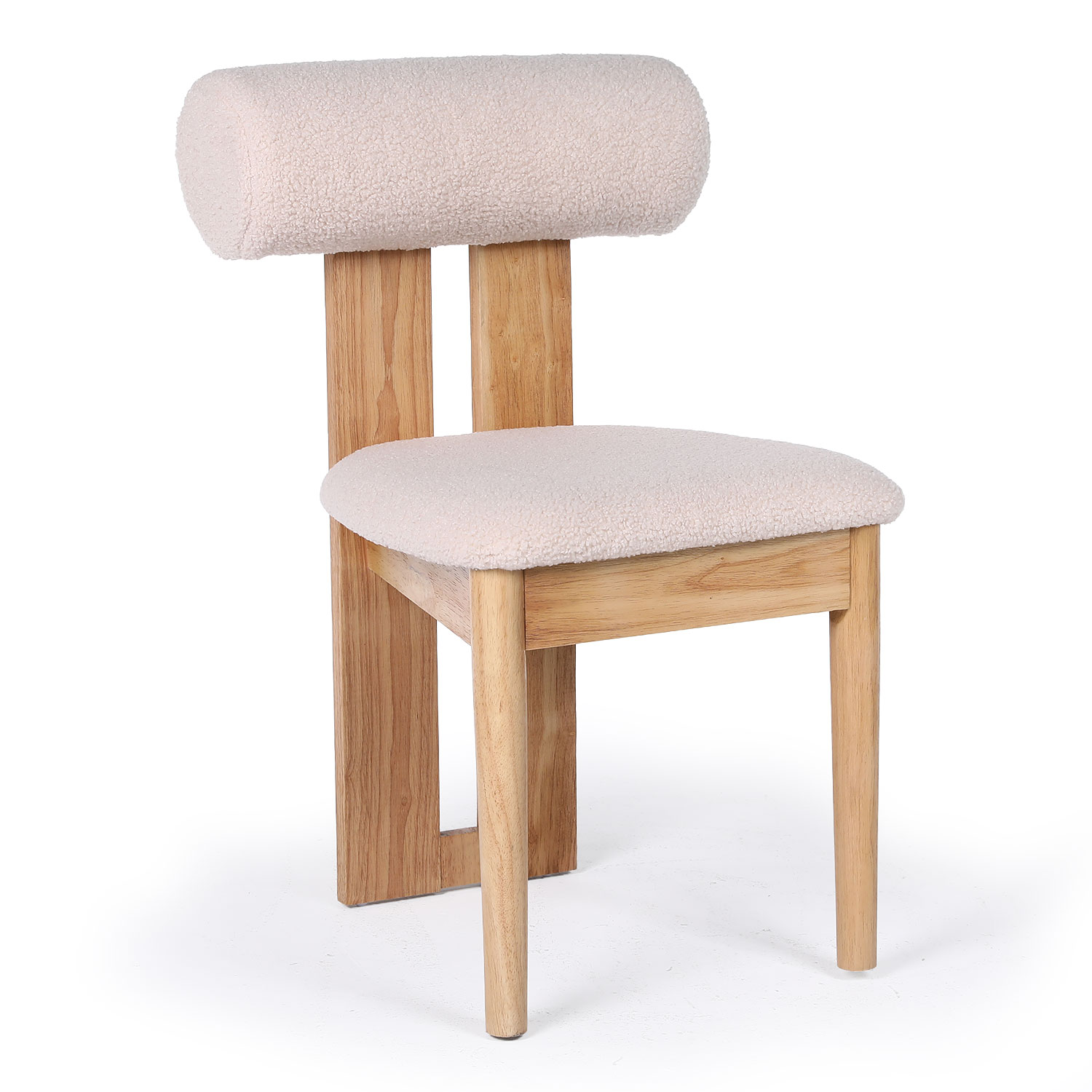 Chaise de salle à manger style intemporel Tuboli Bois clair et Tissu bouclette Beige