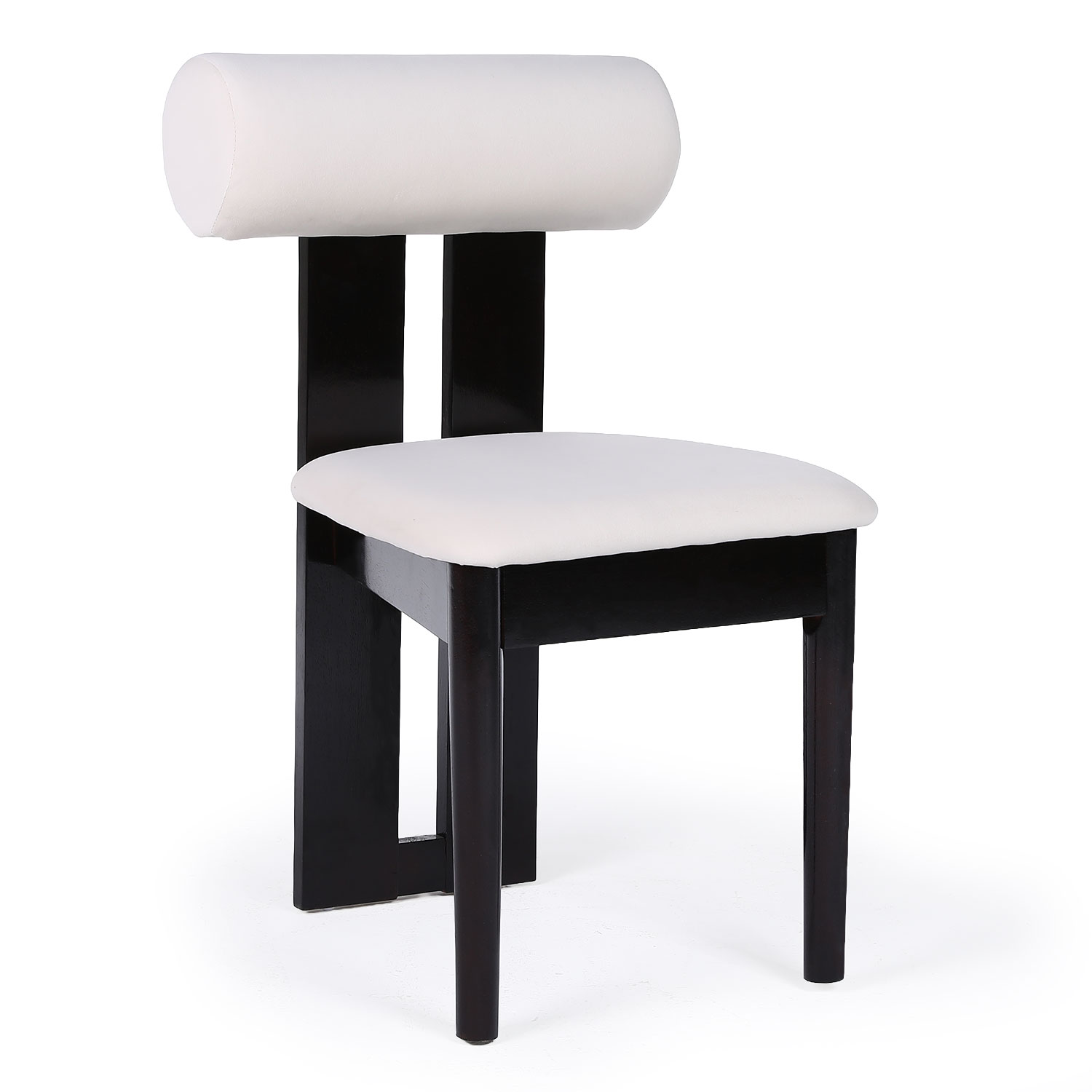 Chaise de salle à manger style intemporel Tuboli Bois foncé et Velours Crème