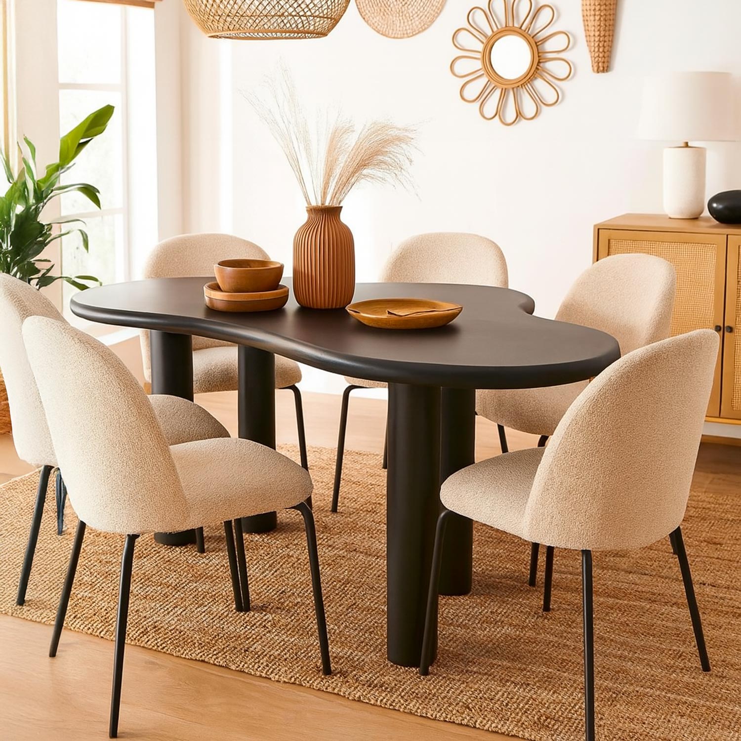 Table à manger forme nuage asymétrique L180cm VALDO Noir