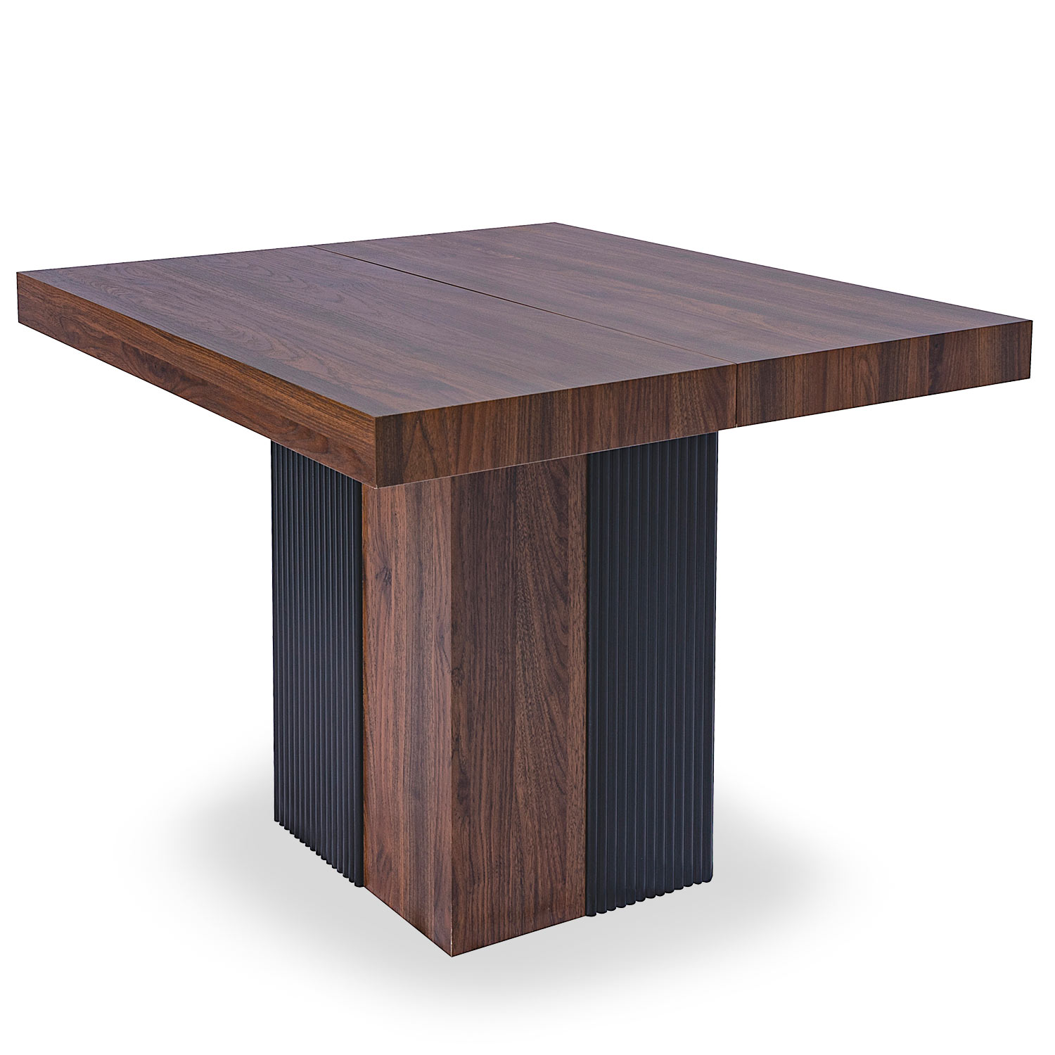 Table rectangulaire extensible Virzon 100-240cm Bois noisette et rainurage Noir