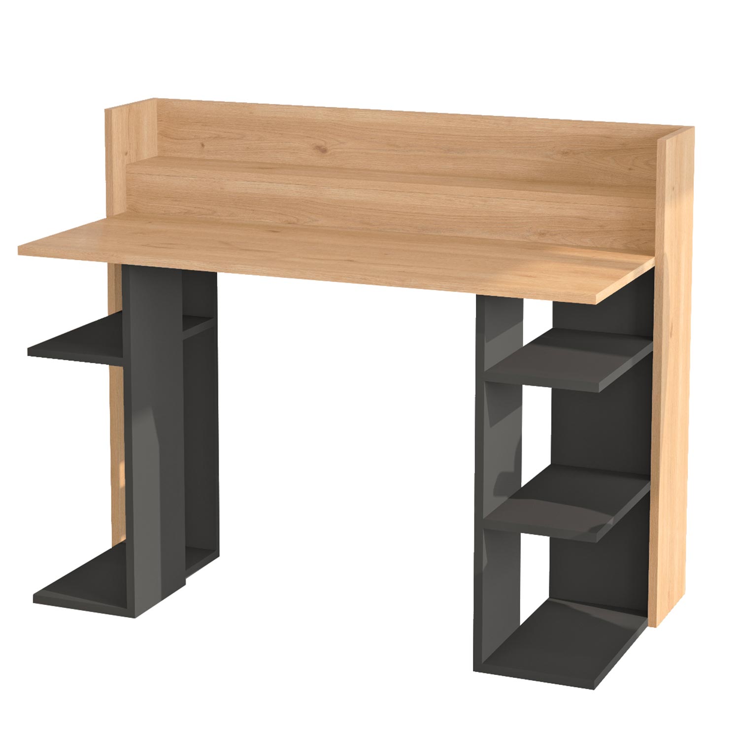 Bureau design à étagères Vrecto L124cm Bois et Gris