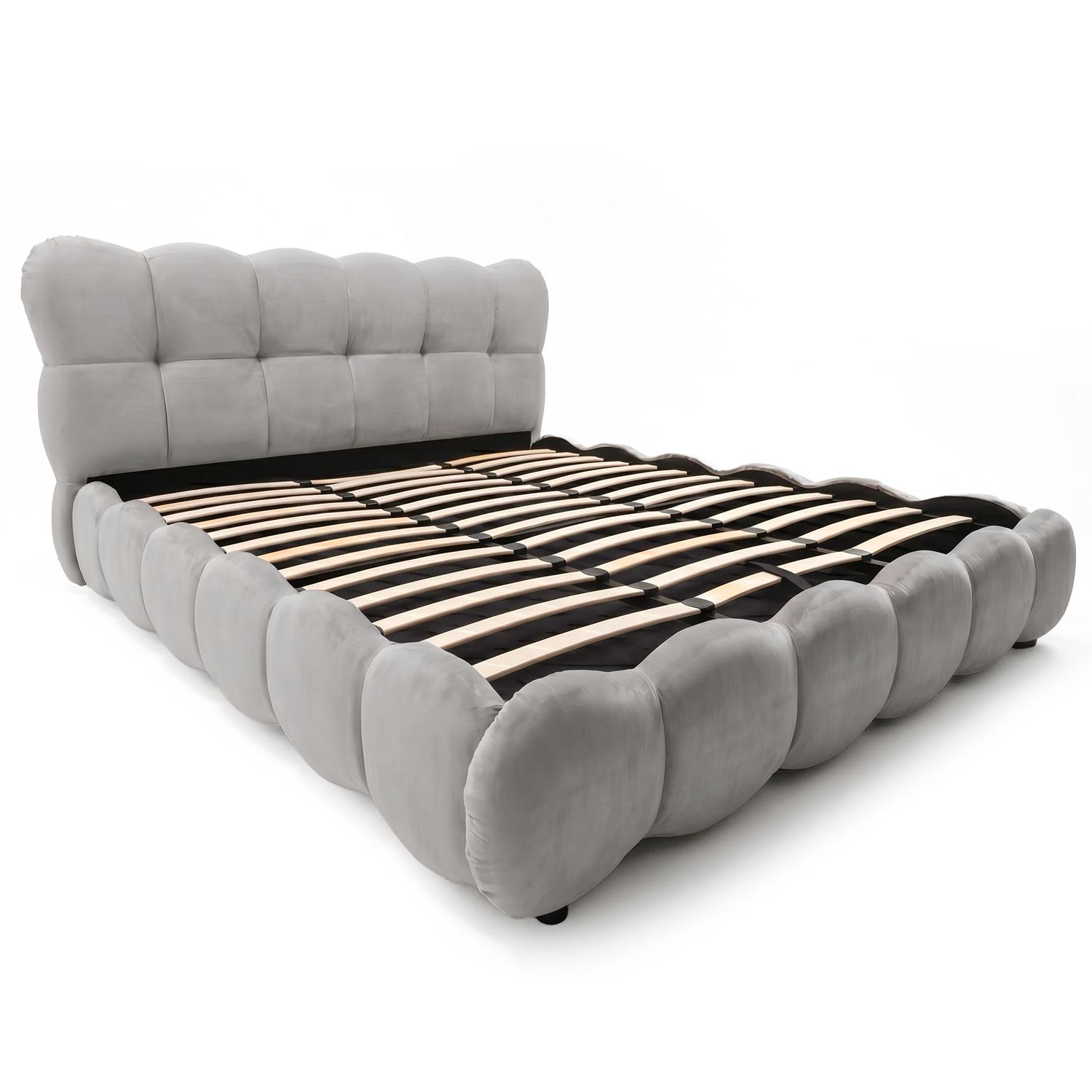 Lit-coffre design boule avec sommier relevable 180x200cm Velours Gris