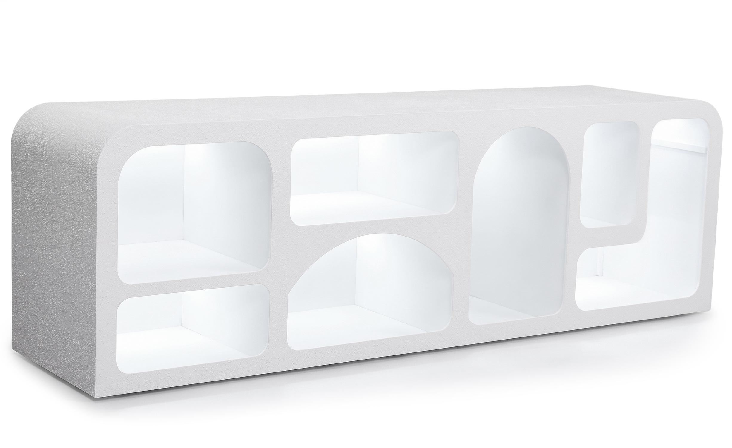 Buffet bas L160cm design arches avec LED intégrées Blanc